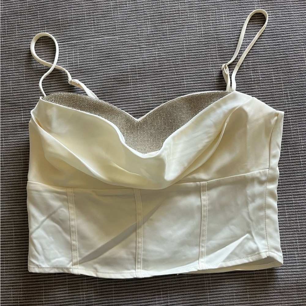 Chic Cream Cowl Neck Crop Top